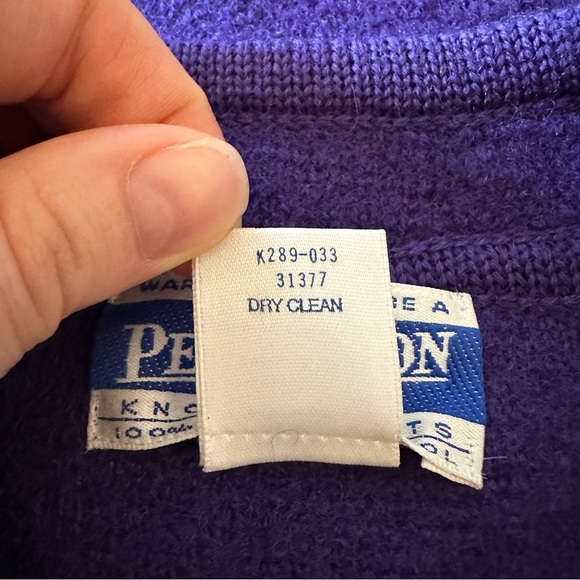 Vintage Pendleton 100% Virgin Wool Purple Knit Vest with Mandarin Collar Size S - Picture 12 of 13